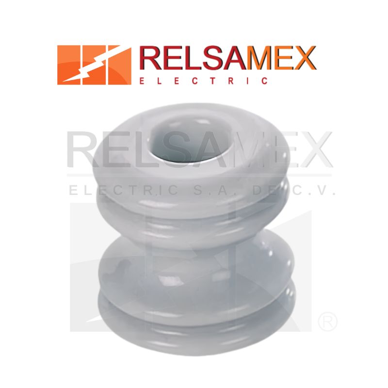 Aislador porcelana 1R 1C tipo carrete VALMAC 17800N resistencia transversal baja tensión acometidas sujeción remate NOM J-260 ANSI C29.3 Sigla 03 LAPEM
