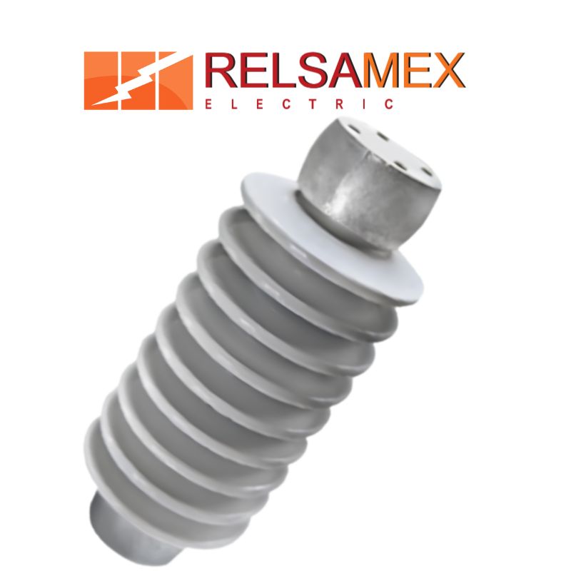 Aislador porcelana tipo columna IUSA C8 25 kV clase C-110 faldones simétricos herrajes sujeción rígida tableros MT celdas subestaciones CFE 52810-32