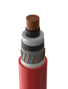 Cable media tensión 25kV 1/0 AWG XLPE tipo DS Viakon distribución subterránea primaria cobre aluminio pantalla metálica cubierta PVC NRF-024-CFE