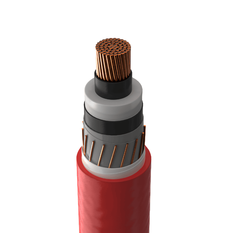 Cable media tensión 25kV 1/0 AWG XLPE tipo DS Viakon distribución subterránea primaria cobre aluminio pantalla metálica cubierta PVC NRF-024-CFE